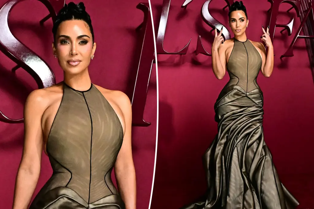Kim Kardashian wows in a sleeveless dress at the LA premiere of 'All's Fair'