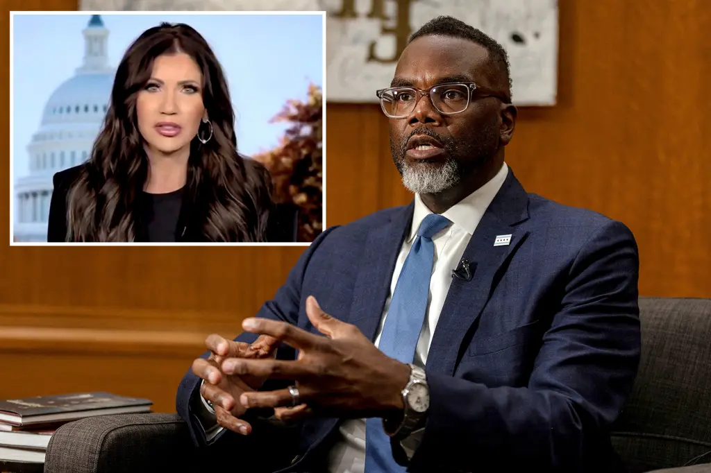 Kristi Noem criticizes the 'delusional' Chicago mayor for allowing the city to turn into a 'war zone'