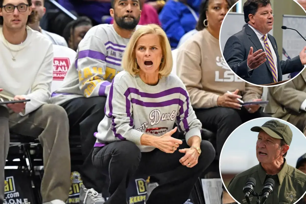 LSU women's basketball coach Kim Mulkey, upset, misses press conference following the surprising departure of the athletic director.