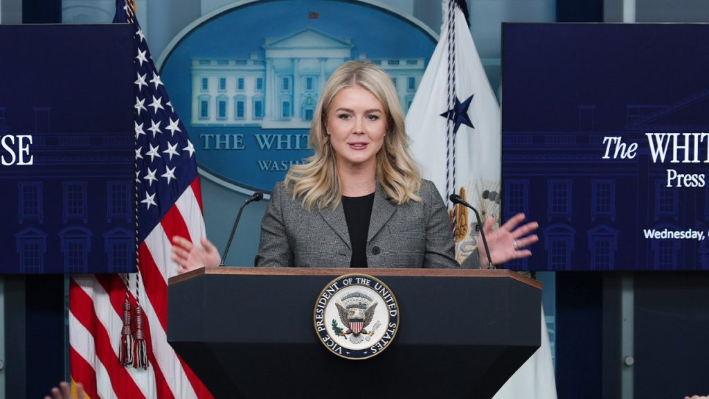 Leavitt dismisses inquiries about Project 2025 during the government shutdown