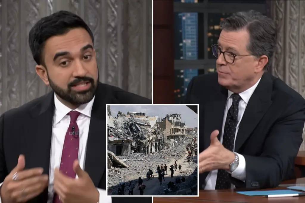 Mamdani expresses surprise at the Colbert show's proposal for a segment on the Israel-Hamas conflict.