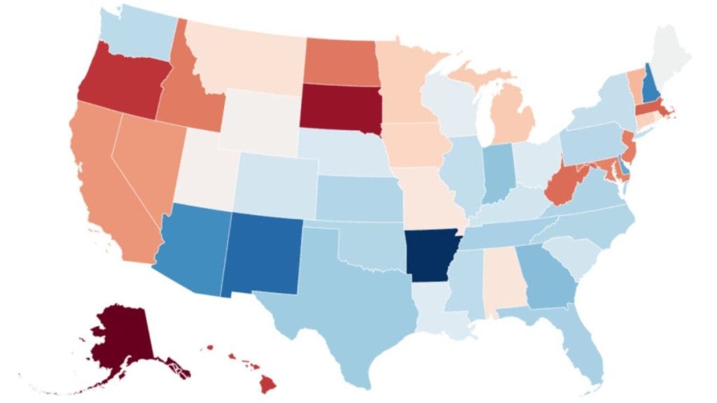 Map Displays Largest Increases in Health Insurance Premiums by State