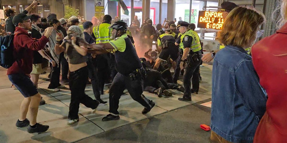 Masked pro-Hamas protesters become violent &mdash; 4 officers hurt, 13 taken into custody in Boston