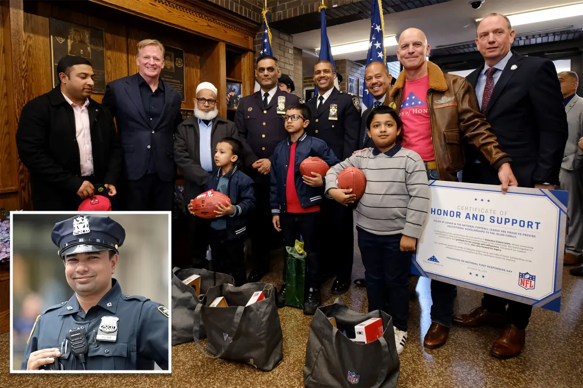 NFL Commissioner Roger Goodell awards scholarships to the children of late Detective Islam.