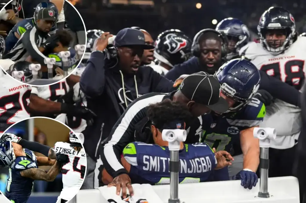 NFL official intervenes to safeguard Seahawks' Jaxon Smith-Njigba during chaotic Monday night fight