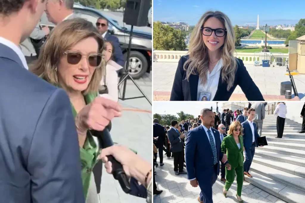 Nancy Pelosi, holding onto an aide for support, responds sharply to a reporter's question about the Capitol riot: 'Shut up'