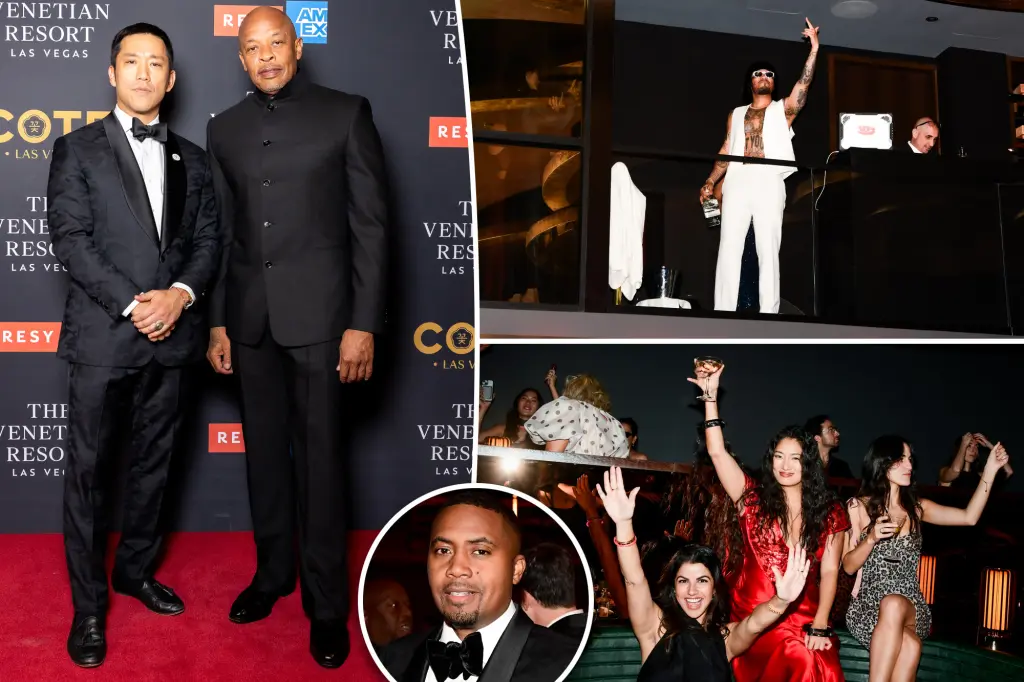 Nas and Dr. Dre at the opening of Simon Kim's Cote Las Vegas