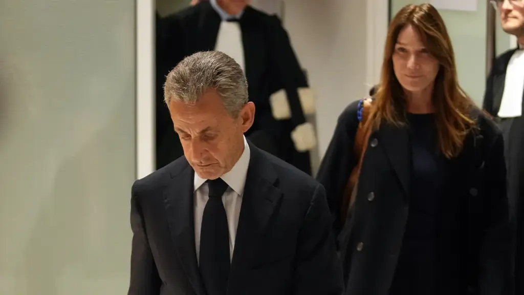 Nicolas Sarkozy arrives at a prison in Paris after being convicted for financing his campaign with Libyan funds.