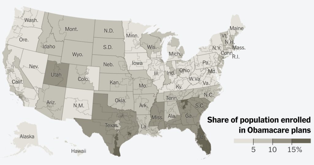 Obamacare Enrollment by State: The Majority of Enrollees Reside in Republican Regions