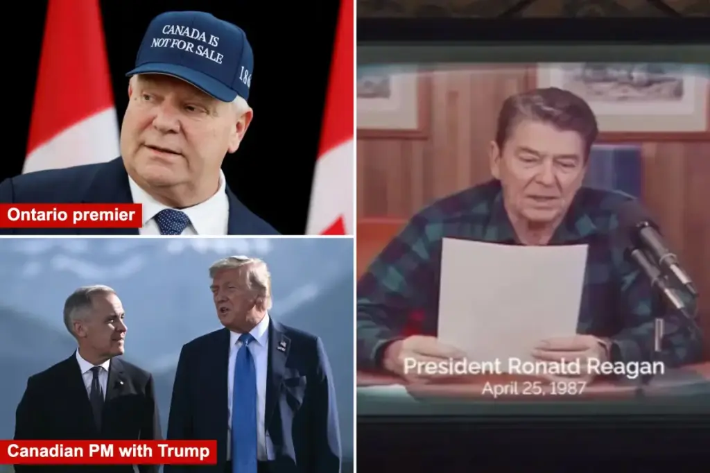Ontario will halt anti-tariff Reagan advertisements after Trump cancels trade discussions with Canada.