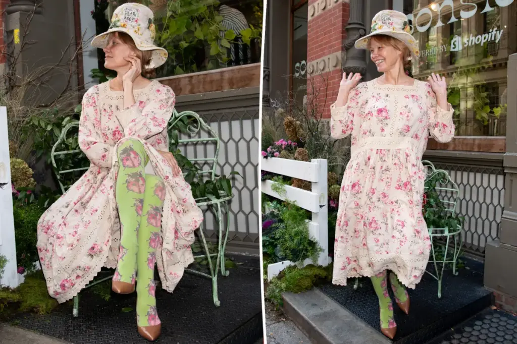 Pamela Anderson catches attention in a bold floral outfit at a garden-inspired skincare event