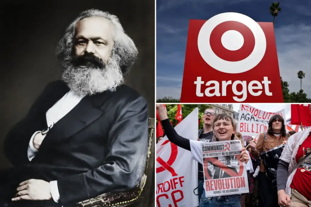 Promoting a communist Karl Marx book alongside autumn women's accessories