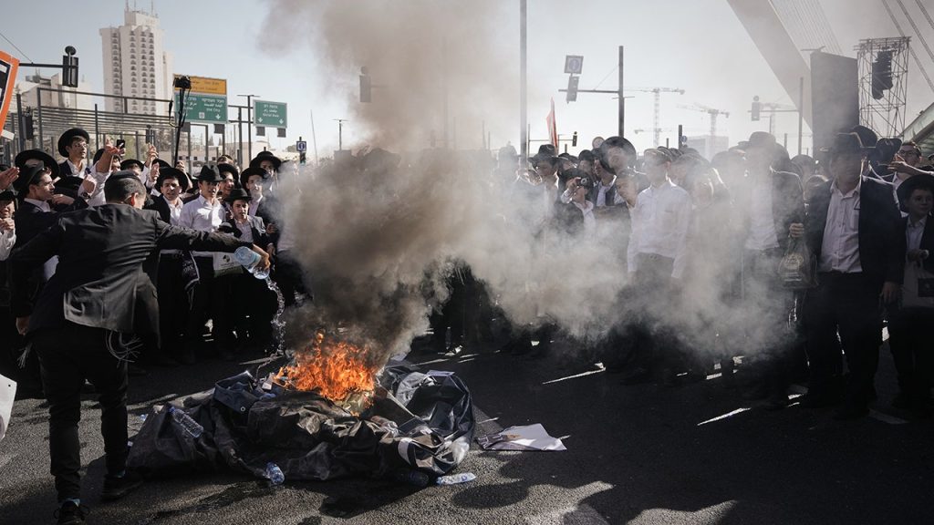 Protests in Jerusalem escalate into violence over military service for ultra-Orthodox individuals