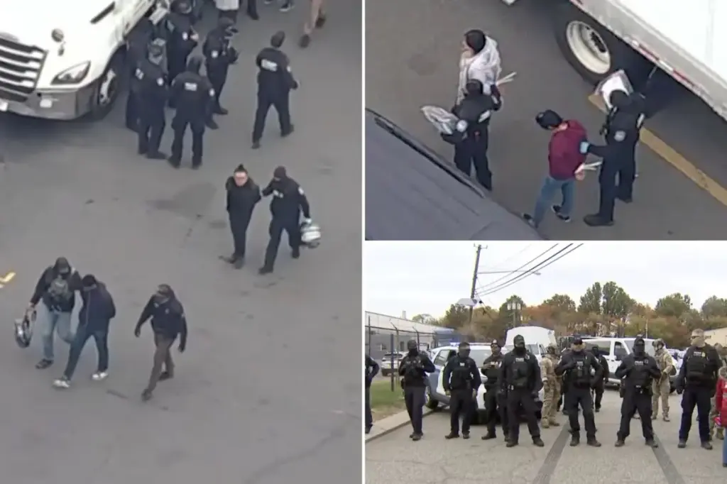 Raid in New Jersey leads to the arrest of 46 undocumented workers at a warehouse in Avenel.