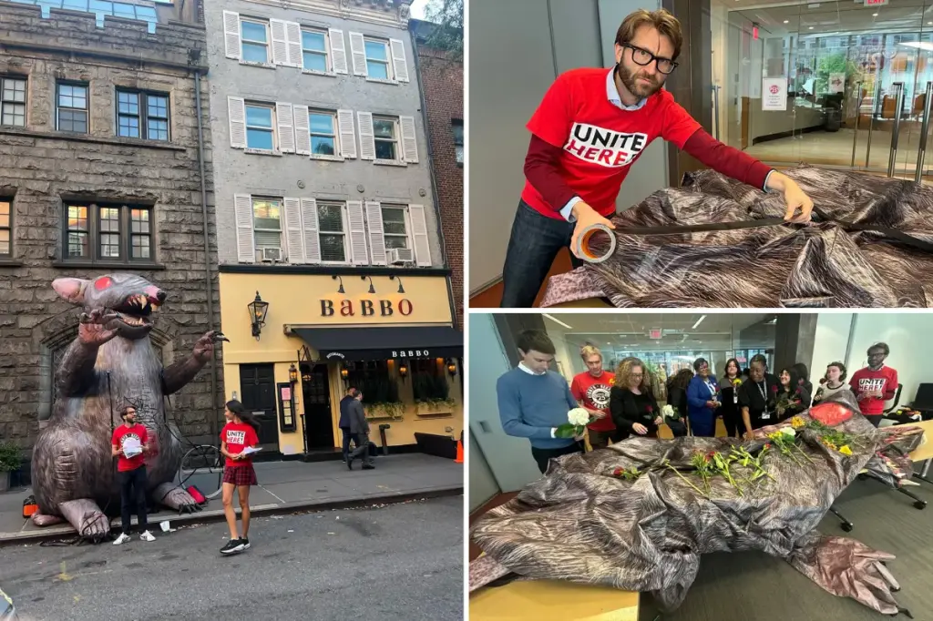 'Scabby the Rat' mascot receives repairs after being slashed in NYC