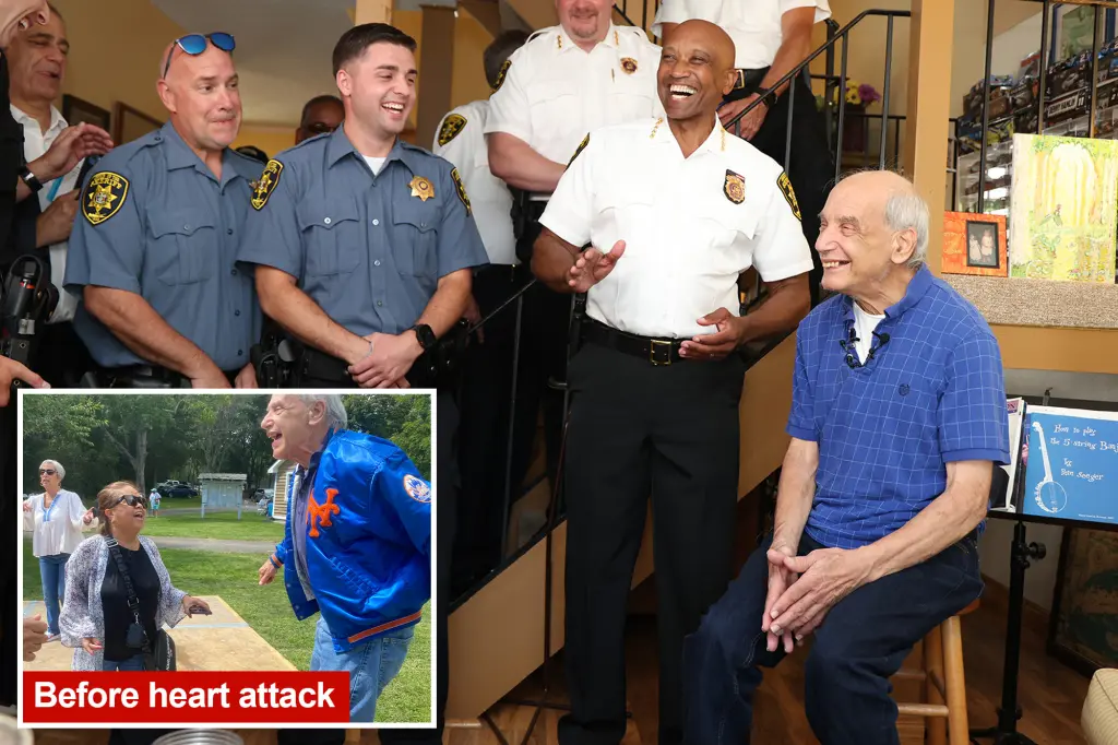 Sheriff's officers reconnect with elderly dancing 'ladies man' they helped after a heart attack at a community senior picnic