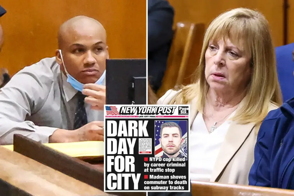 Suspect in the murder of NYPD officer Jonathan Diller avoids the gaze of the grieving mother