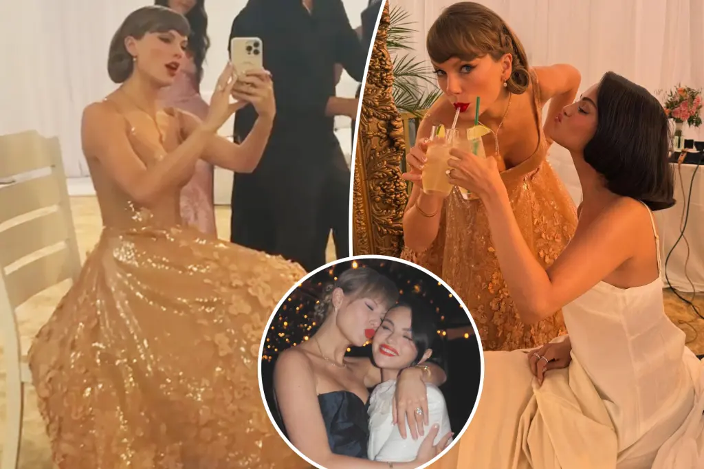 Taylor Swift dons an Oscar de la Renta gown at Selena Gomez and Benny Blanco's wedding