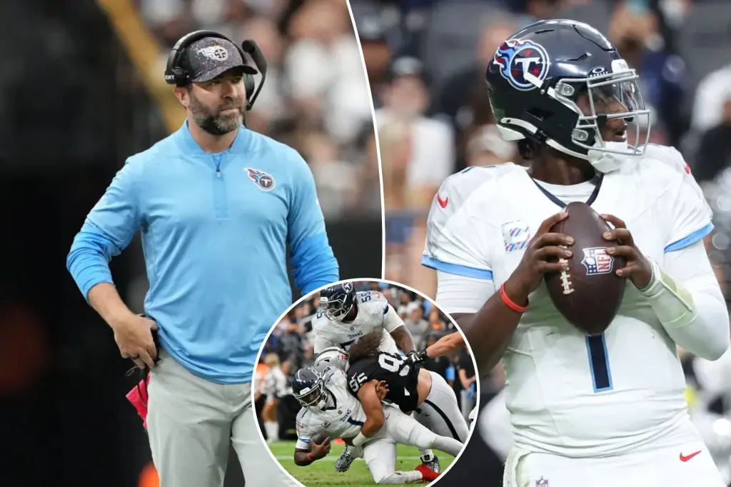 Titans coach Brian Callahan criticizes Cam Ward as pressure increases.