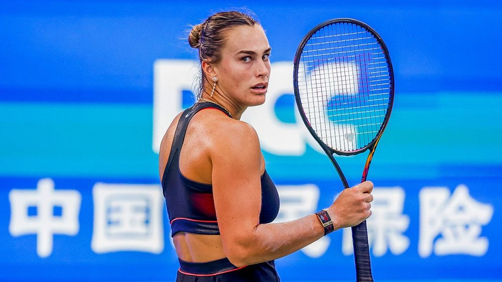 Top-ranked Aryna Sabalenka nearly hits a ballboy with her racket toss at the Wuhan Open