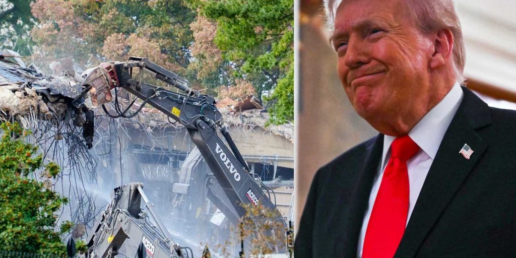 Trump administration ridicules the anger of 'crazy leftists' as work starts on ballroom at the White House