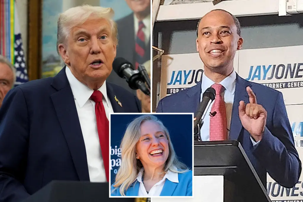 Trump criticizes Virginia's 'weak' Democratic gubernatorial candidate for failing to distance himself from Jay Jones due to inappropriate messages.