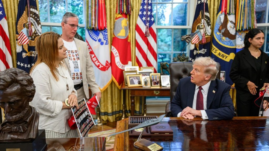 Trump expresses gratitude to hostage families for their letter nominating him for the Nobel Peace Prize.