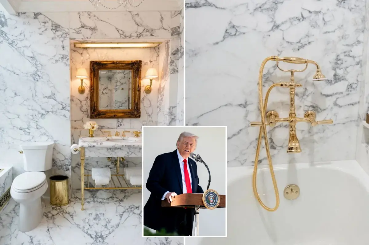 Trump reveals 'Lincoln Bathroom' upgrade featuring gold details