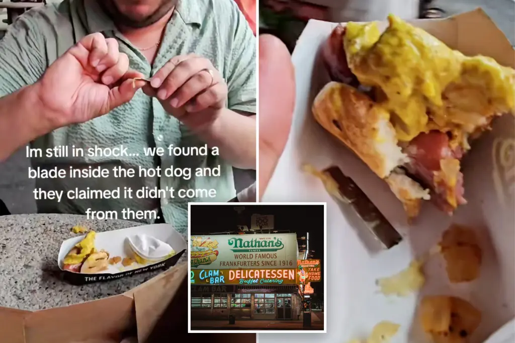 Visitors report discovering a blade in a Nathan's Hot Dog at Coney Island: 'Still in shock'