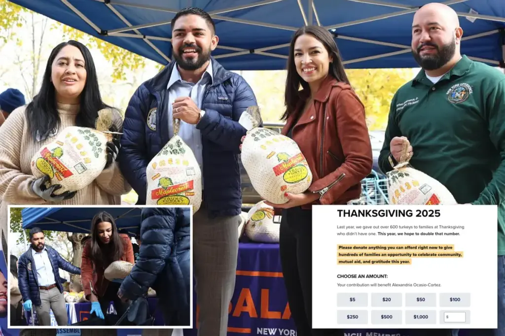 AOC email asks for donations for turkey giveaway, but funds go directly to her campaign.