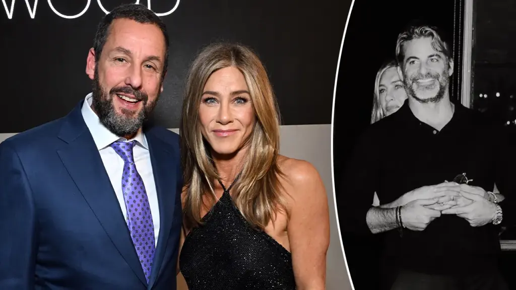 Adam Sandler compliments Jennifer Aniston's relationship with Jim Curtis at an event in LA.