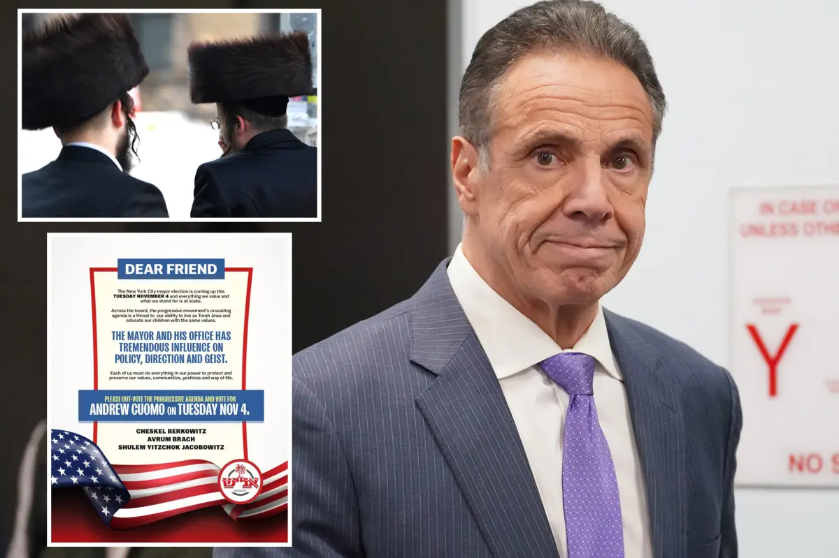 Andrew Cuomo receives support from the NYC Satmar Hasidic community following a rabbi's 'unauthorized' endorsement of Zohran Mamdani.
