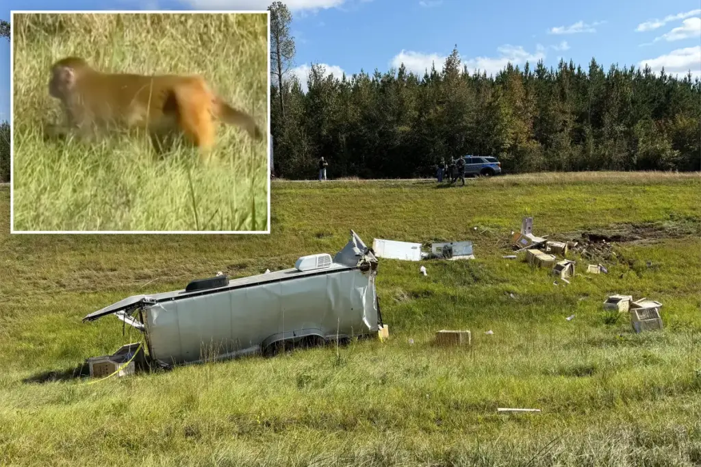 Another monkey that fled from a flipped truck was shot in Mississippi, with one still missing.