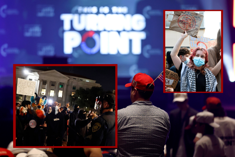 Antifa and other leftist protesters disrupt TPUSA event at UC Berkeley