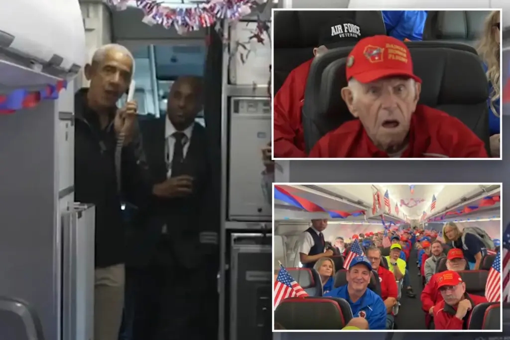 Barack Obama catches Honor Flight veterans off guard by getting on their plane
