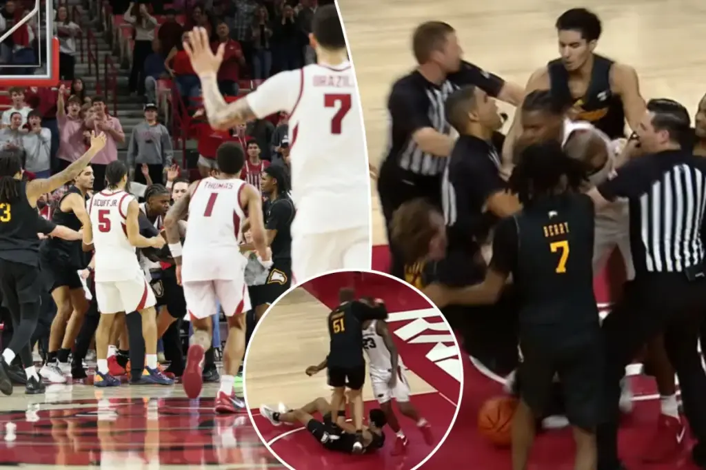 Brawl at Arkansas-Winthrop leads to four players being ejected in wild event.