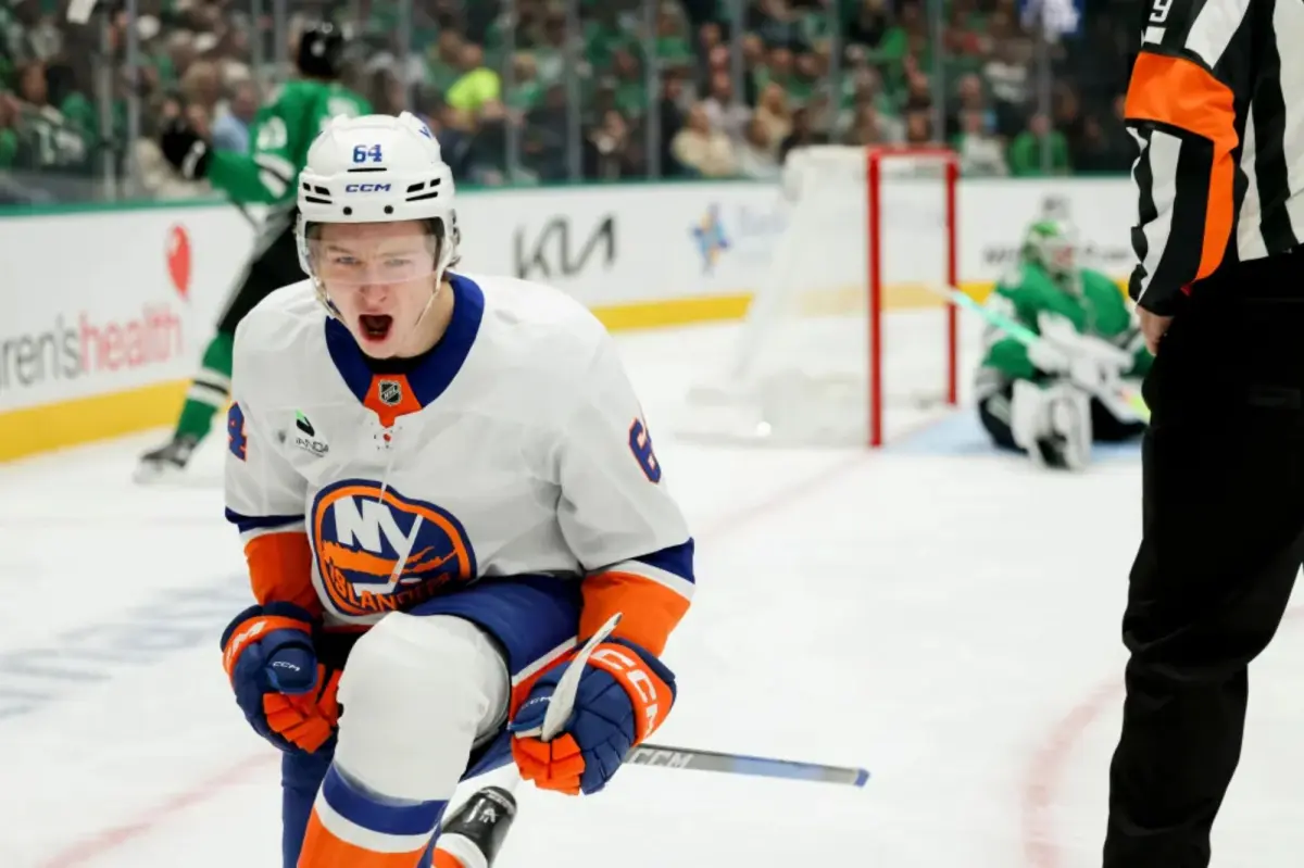 Cal Ritchie of the Islanders is beginning to improve in his game.