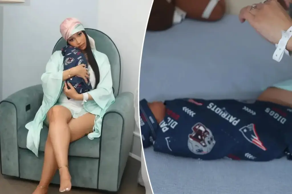 Cardi B reveals the first pictures of her child with Stefon Diggs.