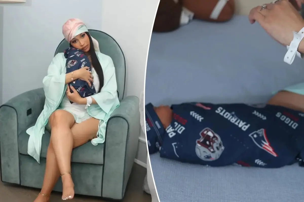 Cardi B reveals the first pictures of her child with Stefon Diggs.