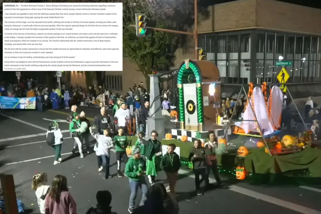 Church in Pennsylvania issues apology for Halloween float with Auschwitz gates phrase: 'Deeply disrespectful'
