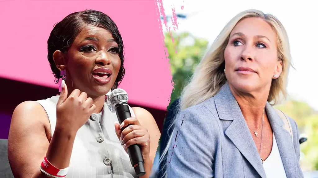 Crockett challenges Greene to step down following Trump's remarks.