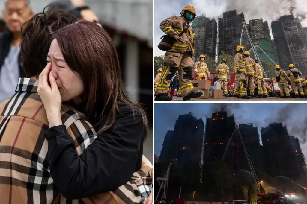 Death toll in Hong Kong fire climbs to 55 as apartment building continues to blaze into the second day