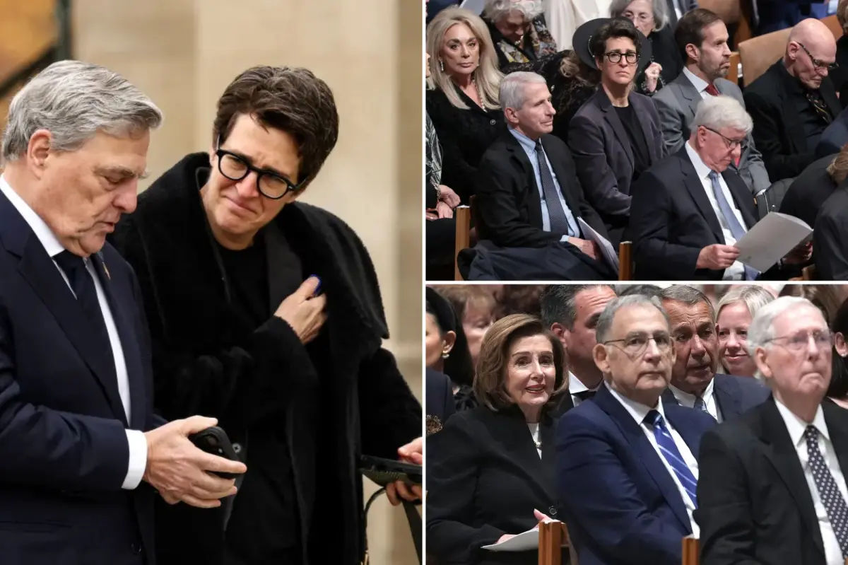 Dick Cheney’s funeral attracts prominent Democrats Biden, Harris, and Maddow, while Trump and Vance are absent.