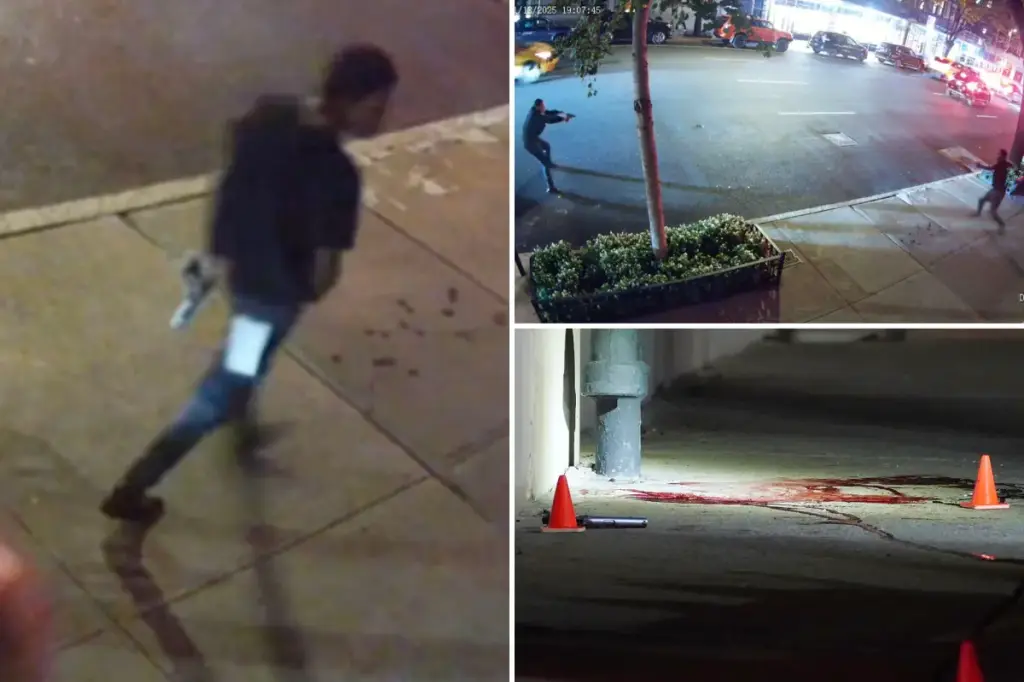 Disturbing video captures 'Wild West' scene as NYPD officer shots armed assailant.