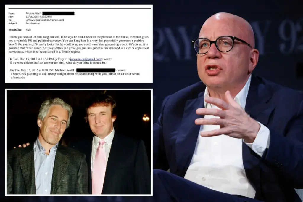 Emails show Michael Wolff urged Jeffrey Epstein to blackmail Donald Trump.