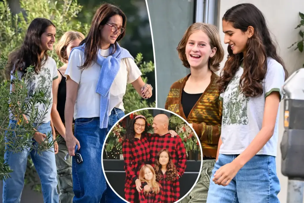 Emma Heming does errands with her young daughters with Bruce Willis.