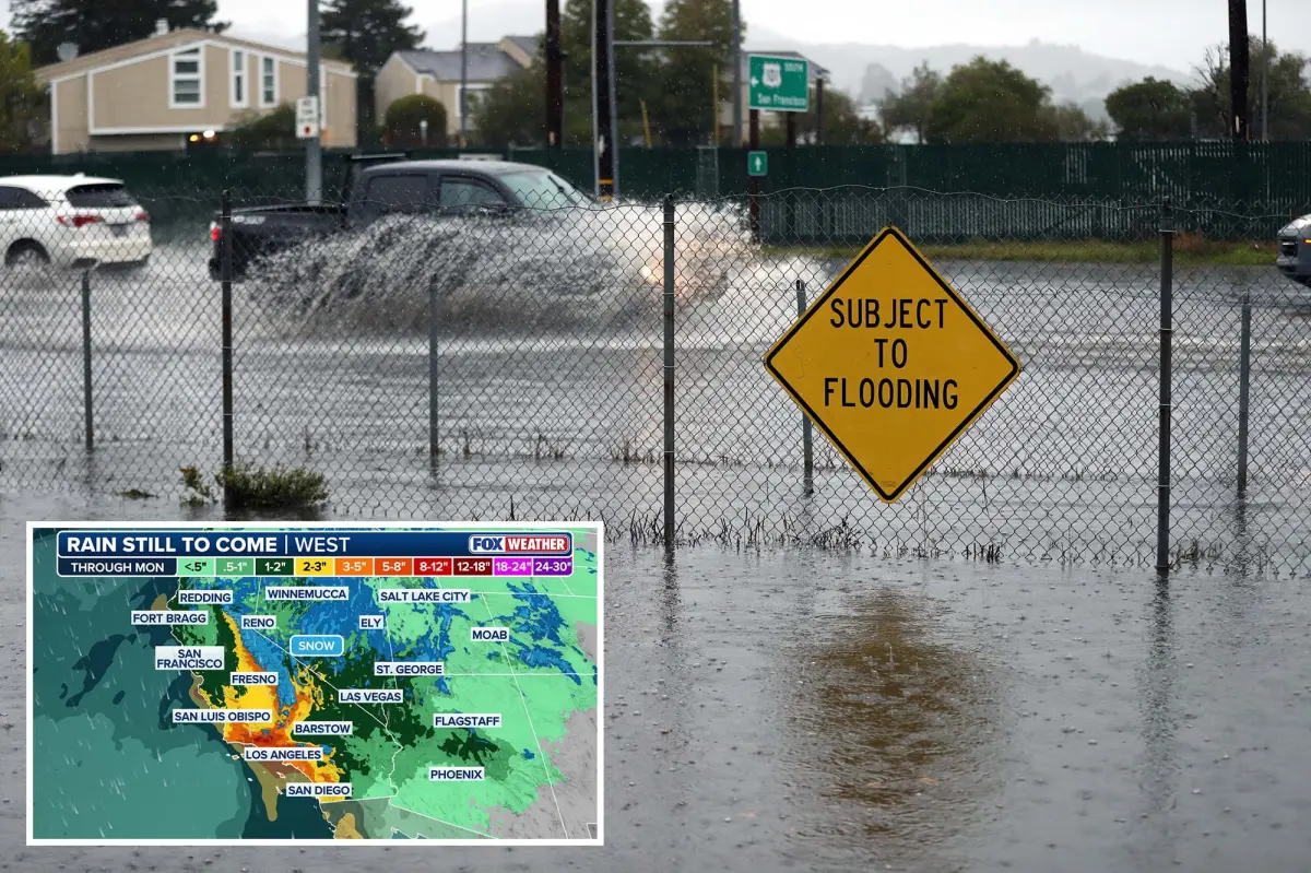 Evacuation alerts are sent out due to flood risks in California from an atmospheric river.