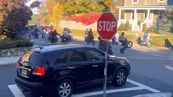 Five people taken into custody during street takeover in Fall River with 50 to 100 ATV participants.