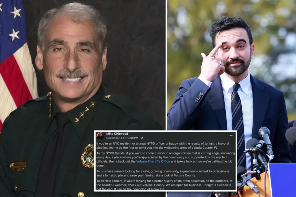 Florida sheriff encourages New Yorkers to relocate following Zohran Mamdani's mayoral election in NYC