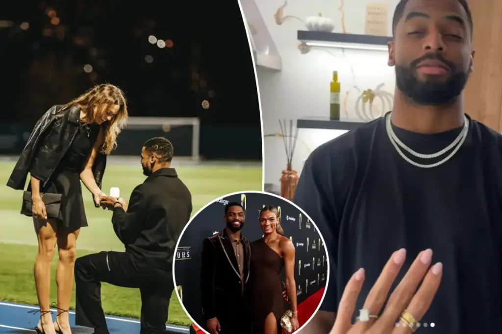 Giants player Darius Slayton is engaged to runner Anna Hall.